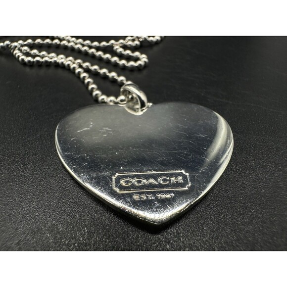 Vintage COACH Sterling Silver C Logo Tag Pendant Necklace Rare 28” Long - Picture 6 of 11